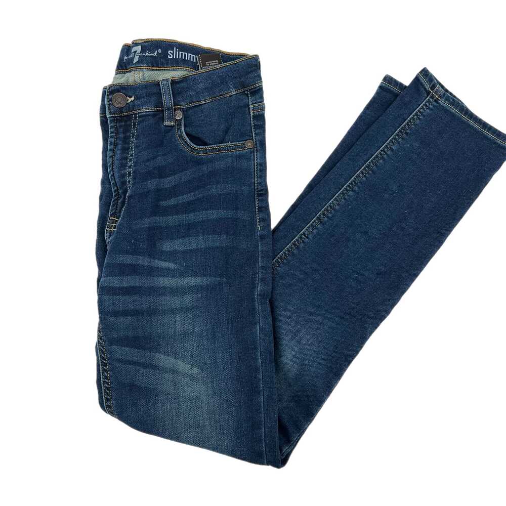7 For All Mankind Blue Skinny Jeans Mid Rise 26in Inseam Dark Wash | Womens 14